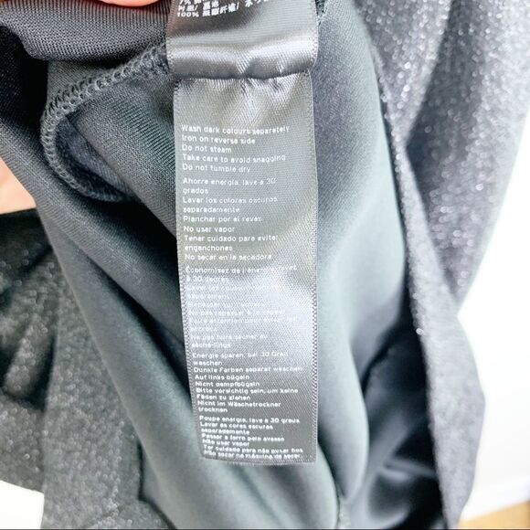 TOPSHOP Black Tinsel Sparkly Wrap Dress LBD - Picture 12 of 16